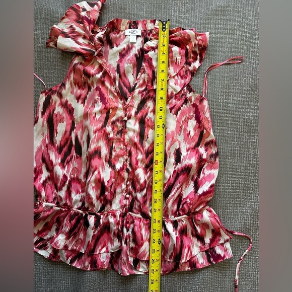 Ann Taylor Loft Sleeveless 100% Silk Blouse pink and white size Medium - Picture 7 of 8